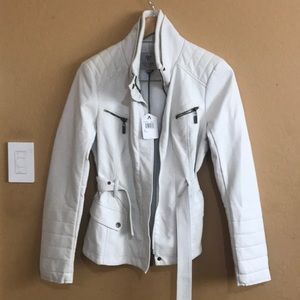 Guess jacket faux leather with waist belt